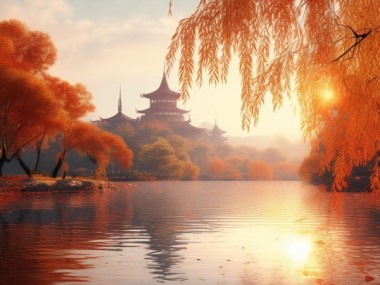 秋意盎然，古典诗词中的银塘十里秋韵