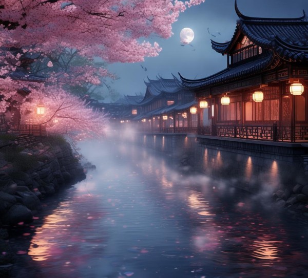 春江花月夜，古典诗篇的绝美意境与深邃内涵,春江花月夜，古典诗篇的绝美意境与深邃内涵,魅力,自然,哲理,第1张